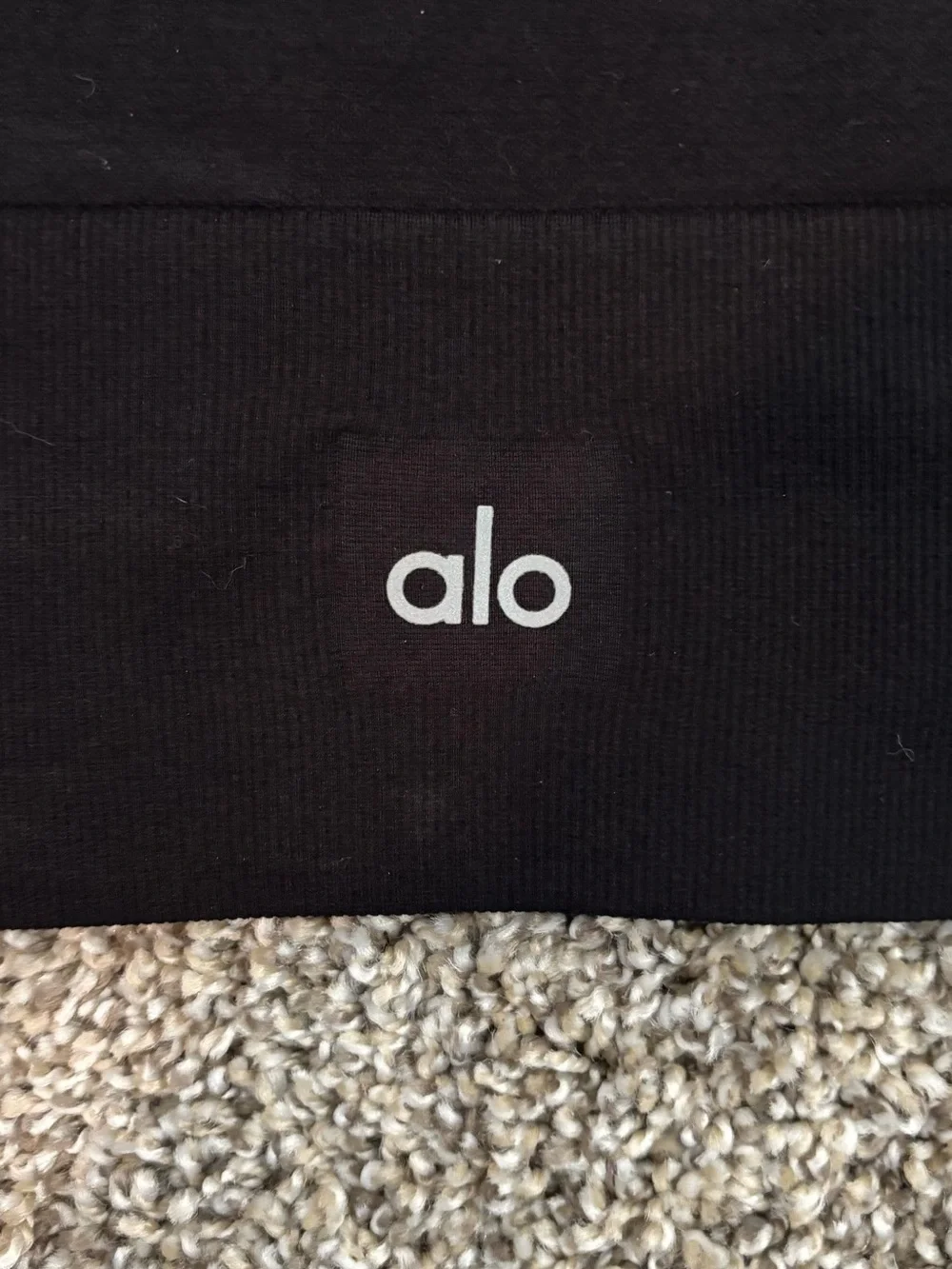 ALO Yoga Black Ribbed Asymmetrical Ribbed Sports Bra